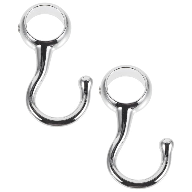 CRAFTHROU 2Set Round Tube Positioning Hooks Silver Zinc Alloy For Easy Gadgetx Rods Hooks Home