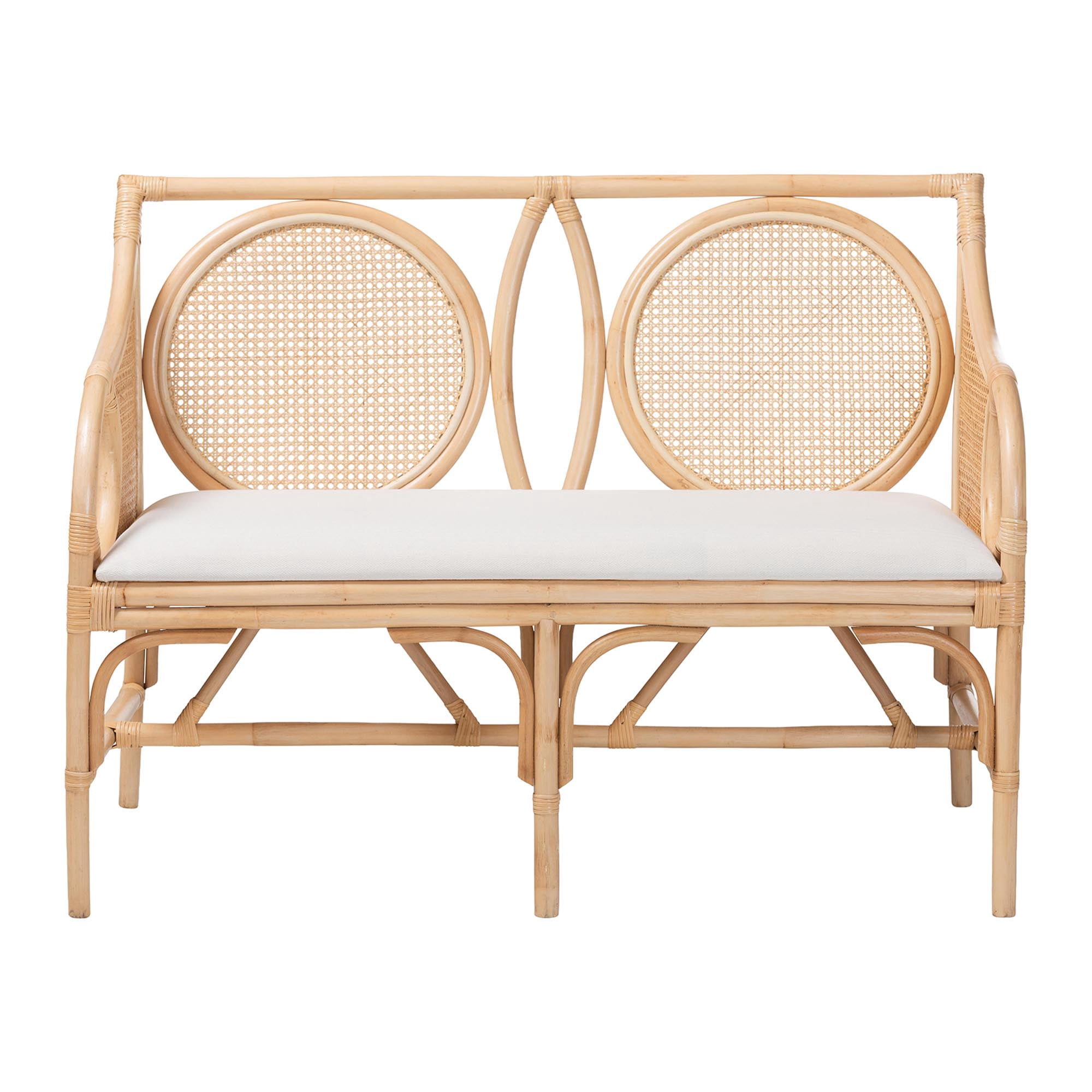 bali & pari Matt Boho Loveseat, Natural Rattan