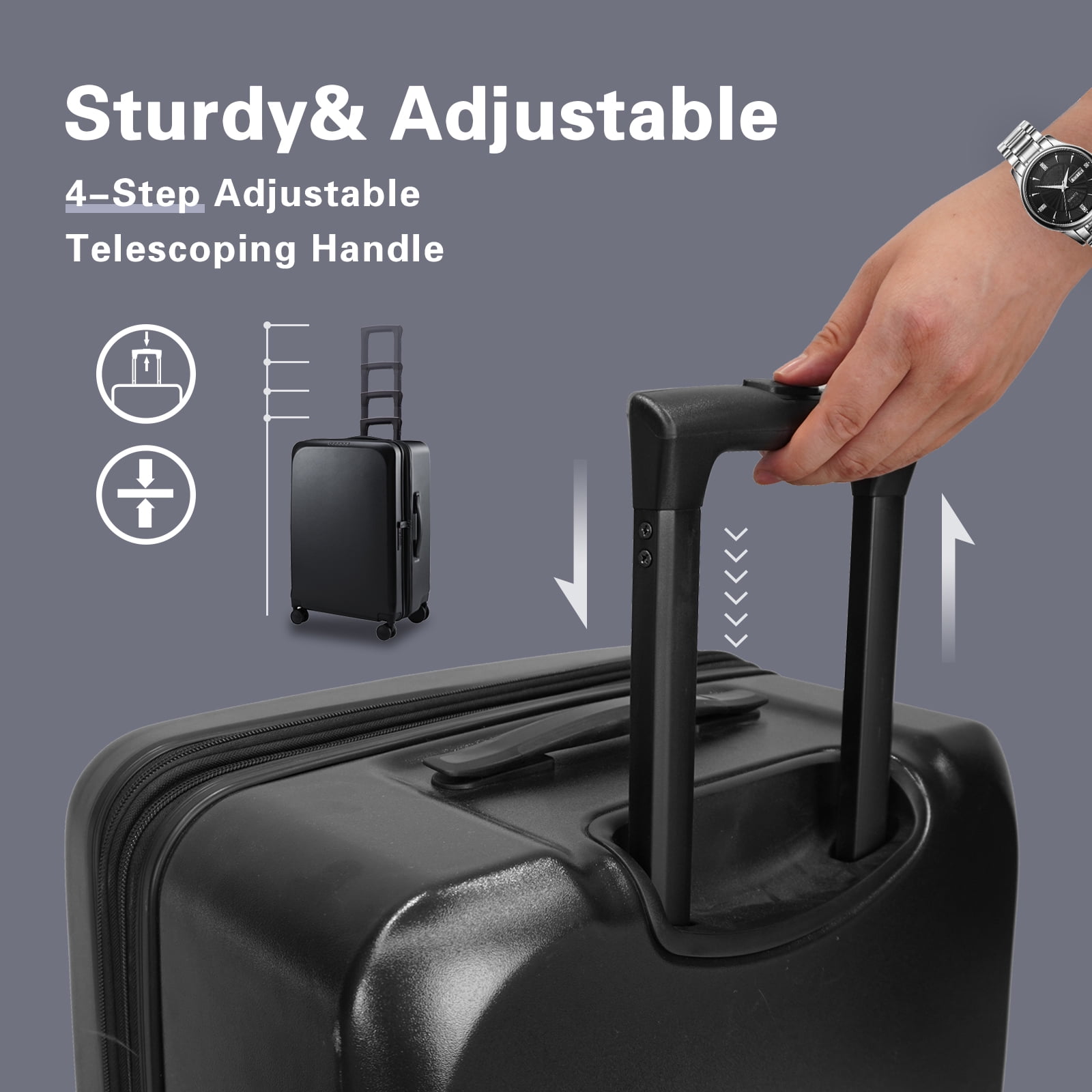 VERAGE Freeland Large Luggage with X-Large Spinner Wheels, Expandable Hardside Travel Luggage, Rolling Suitcase TSA Approved (29-Inch, Black)