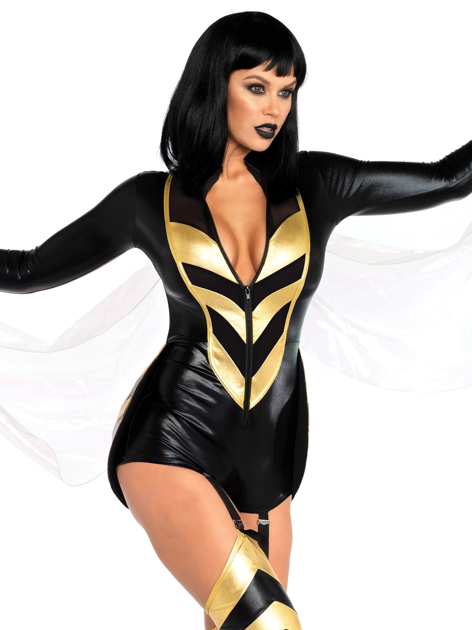 Leg Avenue Womens Hornet Honey Halloween Costume, Large, Black/Gold