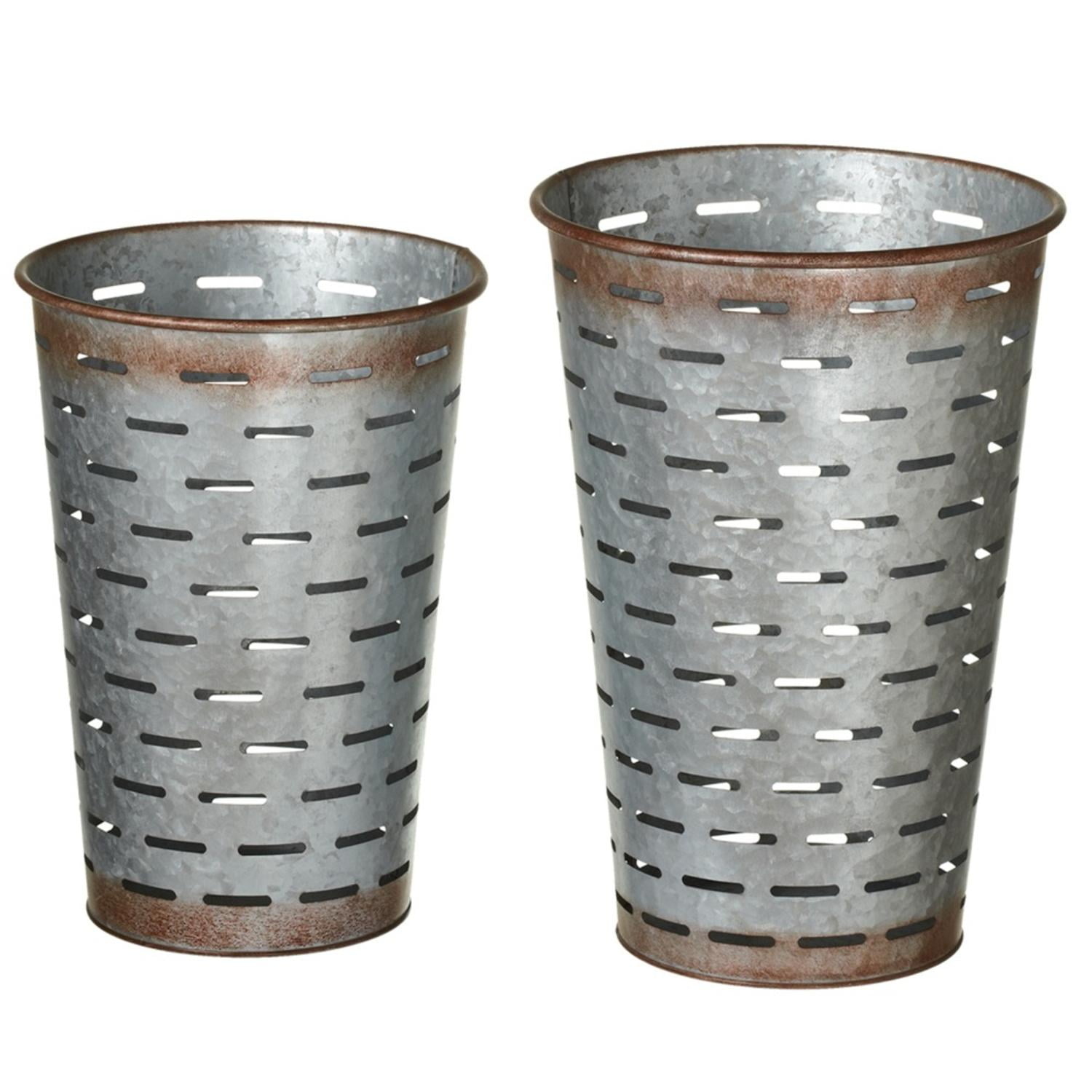 Set of 4 Silver Rustic Galvanized Metal Rusted Slotted