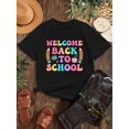 thumbnail image 1 of T-Shirt Graphique de Rentrée Scolaire pour Filles - T-Shirt d'Été Décontracté à Manches Courtes avec Imprimé de Lettres Colorées, Haut à Col Rond Doux et Confortable pour l'École, Rendez-Vous de Jeu, Tenue Décontractée, Vêtements Mignons pour Filles, 1 of 6