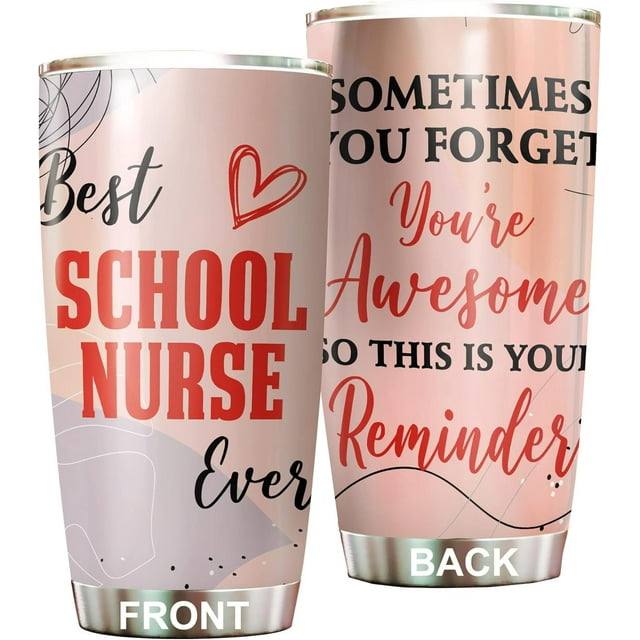 Stainless Steel 20oz Tumbler, Funny School Nurse Appreciation Gifts - Bulk For Birthday, Christmas, Nurses Day Gifts For Women, Men - Coffee Cup
