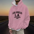 thumbnail image 2 of MIASHUI Unisex Los Angeles City Print Hoodie with Letter Design, Long Sleeve Pullover for Casual and Street Style Pink,XL, 2 of 4