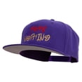 thumbnail image 2 of Fear Nothing Embroidered Wool Blend Flat Visor Pro Style Snapback Cap - Purple OSFM, 2 of 5