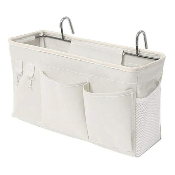 Small Space Solution Bedside Organizer, Hanging Storage Pocket With Easy Hanging Accessory For Dorm Rooms, Bunk Beds, Hospital Beds, And Traveling (Canvas and Metal, Good Load