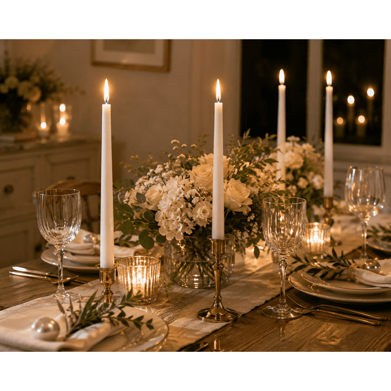 Hyoola 10" White Dripless Taper Candles, 12 Pack photo 3