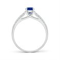 thumbnail image 2 of ANGARA Natural Solitaire Oval Sapphire Ring with Pave Diamond Accents in 14K White Gold for Women (Size-6x4mm) | September Birthstone, Anniversary, Jewelry Gift for Women | Natural Blue Sapphire Ring, 2 of 7
