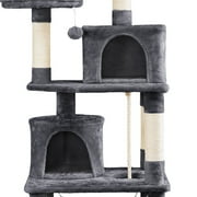 Alden Design 62 Tall Double Condo Cat Tree and Scratching Post Tower, Dark Gray