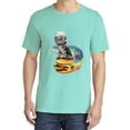 thumbnail image 2 of Wild Bobby, Funny Graphic Astronaut Cat in Space on Cheeseburger, Animal Lover, Garment-Dyed Washed Look Short Sleeve T-Shirt, Mint, X-Large, 2 of 3