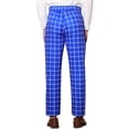 thumbnail image 3 of Pantalones de hombre Inspire Chic, de cuadros, con frente plano, cintura elástica y botón, 30 azul, 3 of 7