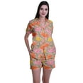 thumbnail image 1 of Moomaya Printed WoMen's Sleepwear Two Piece Printed Notch Collar Shorts Pj Set, 1 of 6