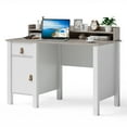 thumbnail image 1 of Gymax Computer Desk Home Office Writing Workstation w/ Drawer & Hutch White, 1 of 10