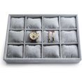 thumbnail image 1 of Oirlv Bandeja de joyería de Terciopelo Gris con 12 Rejillas para Relojes, Pulseras, Brazaletes, joyería, Bandeja para Relojes, Bandeja para Relojes, 1 of 7