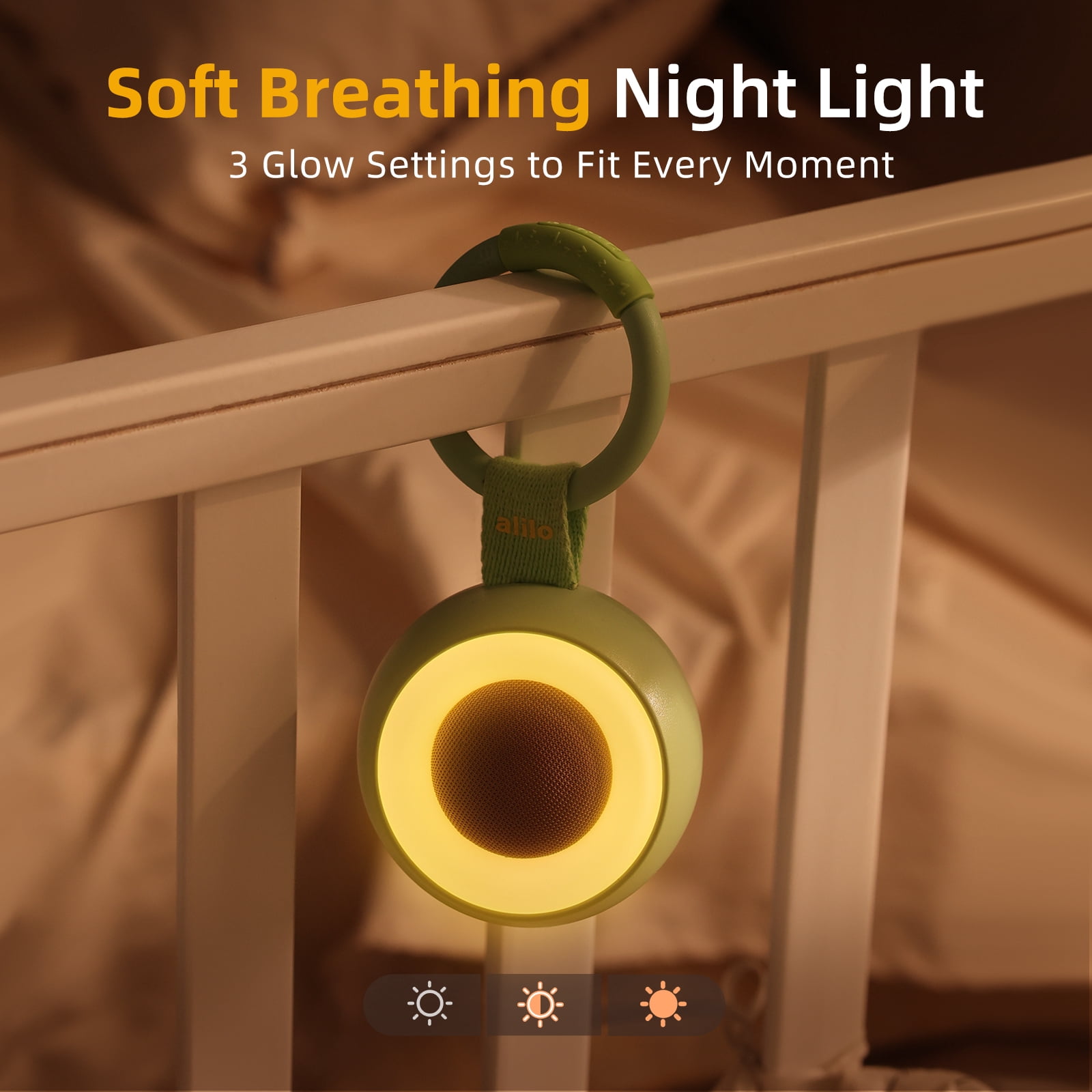 alilo Pocket Soother, Portable Baby Sound Machine with Night Light, 30 Soothing Sounds, White Noise, Timer, Memory, Newborn Gift
