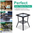 thumbnail image 4 of IVV 18-inch Outdoor Square Side Table, 2-Tier Wicker Rattan Patio Table w/ Ripple Glass Top & Powder-Coated Steel Frame, Easy Assembly, Black, 4 of 9