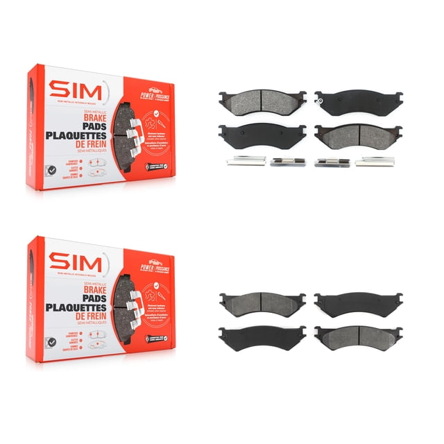 SIM Front Rear Semi-Metallic Brake Pads Kit for Car 2004 Ford F-150 Heritage with 8 Lug Wheels KSM-100571