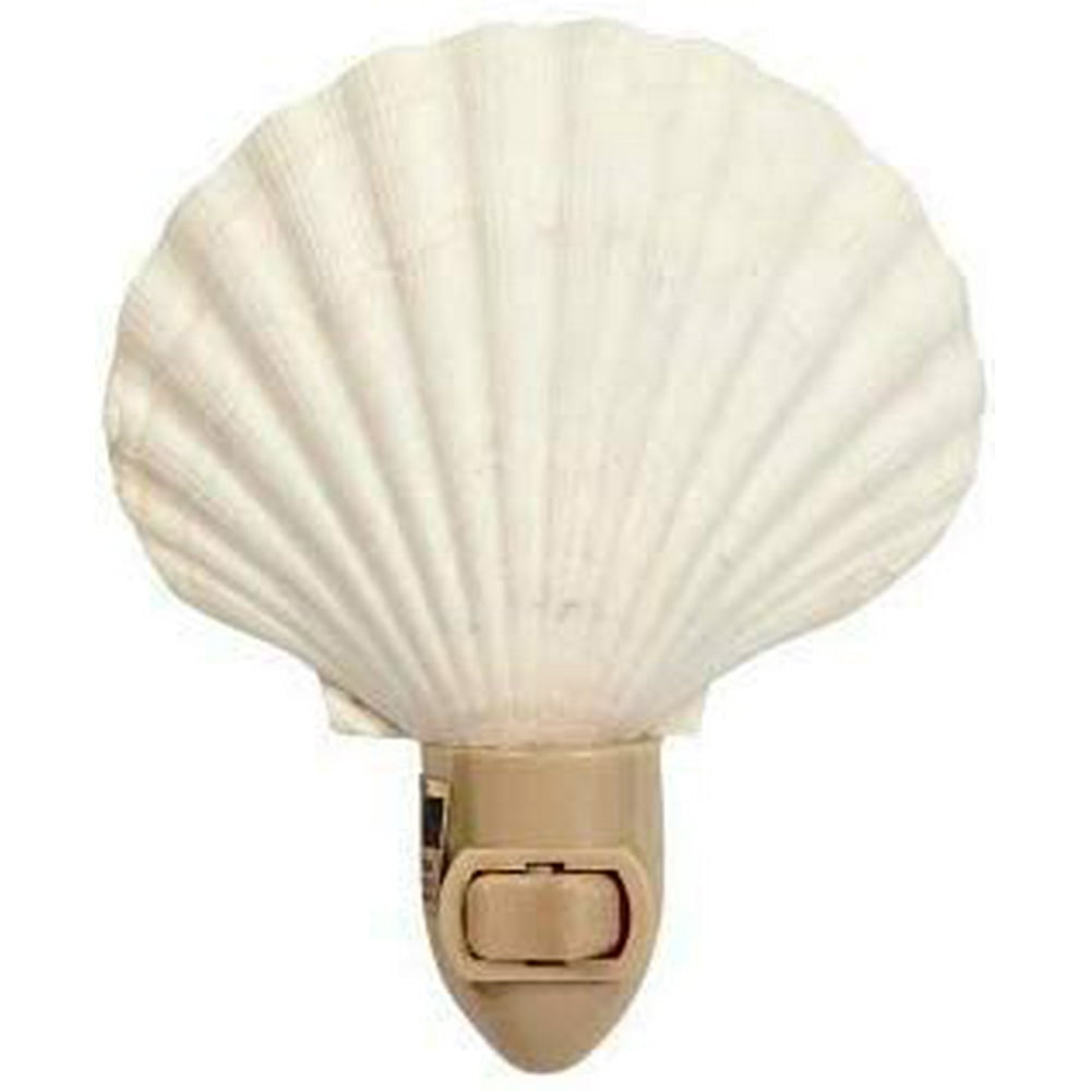 Sea Shell Night Light Real White Clam Shell Nautical Night Light