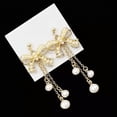 thumbnail image 4 of QQTDFG New Fashion Women Bow Pearl Tassel Earrings Bowknot Stud Drop Dangle Gold Tone -default, 4 of 5
