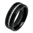 thumbnail image 2 of Men Women 8MM Comfort Fit Titanium Wedding Band Black Brushed Center Shiny Edge CZ Eternity Ring (Size 7 to 15), 2 of 4