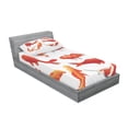 thumbnail image 3 of Ambesonne Fish Fitted Sheet & Pillow Sham Set, Koi Shoal Chinese Animal, Queen, Orange White, 3 of 3