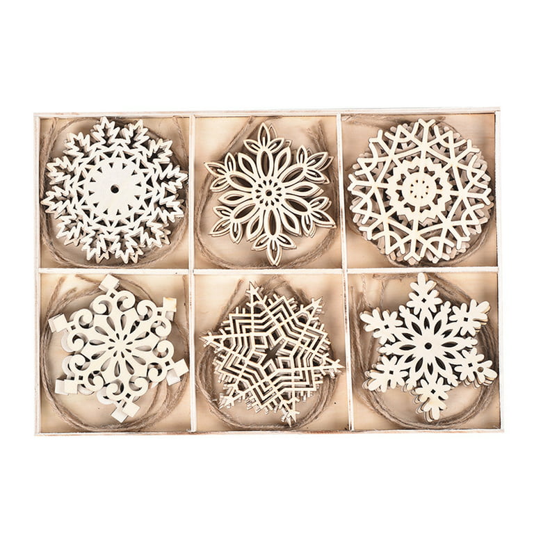 NOLITOY 10pcs Double Decorative Wood Chips Wood Hanging Cutout Wooden  Snowflakes for Crafts Xmas Snowflake Decoration Wooden Shapes for Crafts