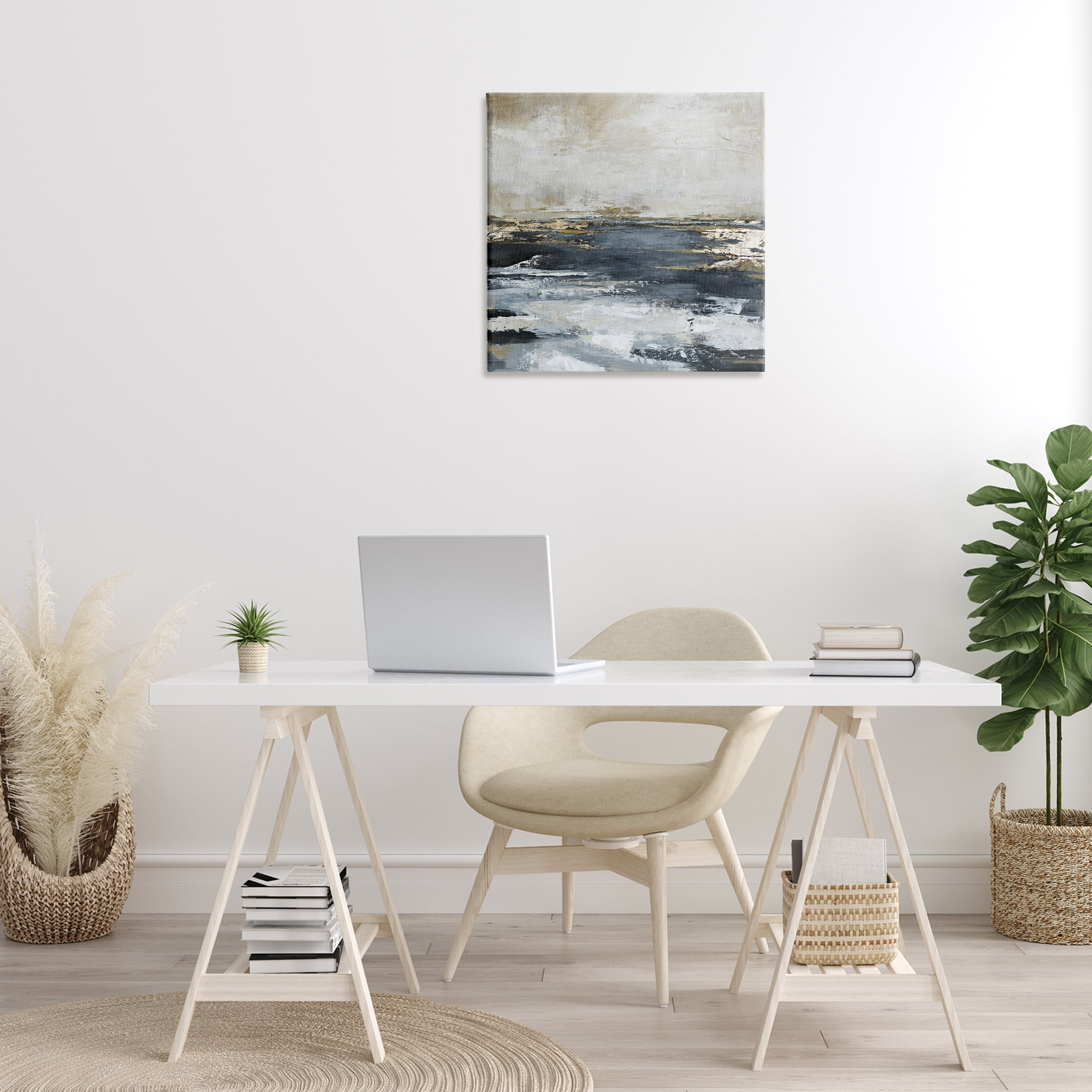 Stupell Industries Rustic Stormy Sea Abstract Painting Gallery Wrapped Canvas Art Print Wall Art, 24 x 24