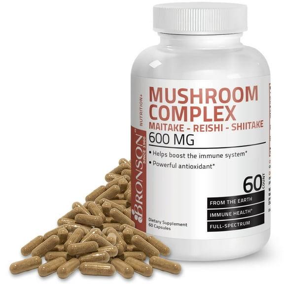 Bronson Mushroom Complex, Maitake - Reishi - Shitake 600mg, 60 Capsules