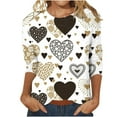 thumbnail image 3 of hcuribad Valentine's Shirts for Women Womens Shirts t Shirts for Women Heart Printed Shirts for Women 3/4 Sleeve Round Neck Graphic Tees Holiday Tops Yellow S, 3 of 6