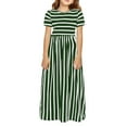 thumbnail image 2 of Kids Girls Short Sleeve Striped Prints Princess Dress Child Dresses Size 11-12T, 2 of 4