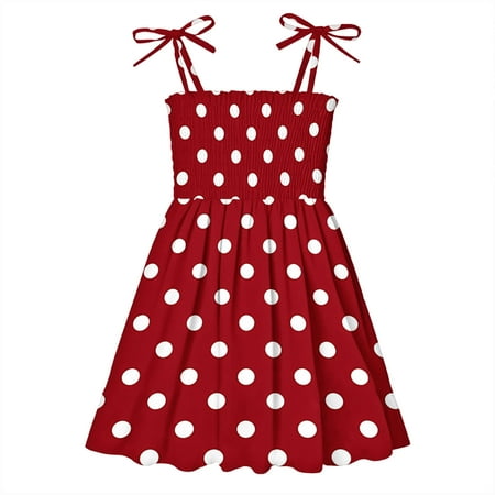 Moocorvic Toddler Girls Halter Dress Sleeveless Bowknot Vintage Polka Dot Dresses 2-3 Years Red