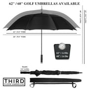 Third Floor Umbrellas - Blue 68 Inch Automatic Open Golf Umbrella - Extra Large Vented Windproof Waterproof Sturdy Double Canopy