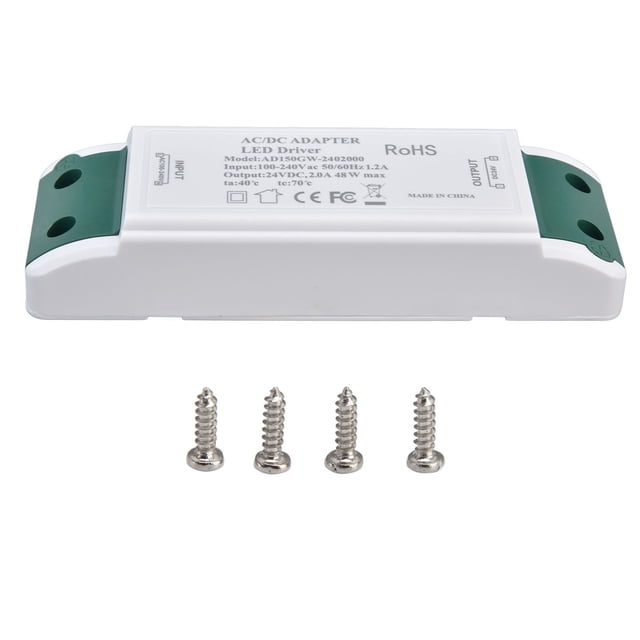 Transformador LED de 24 V CC, 2 A, 48 W, fuente de alimentación de corriente constante para el hogar y la oficina, CA 100-240 V