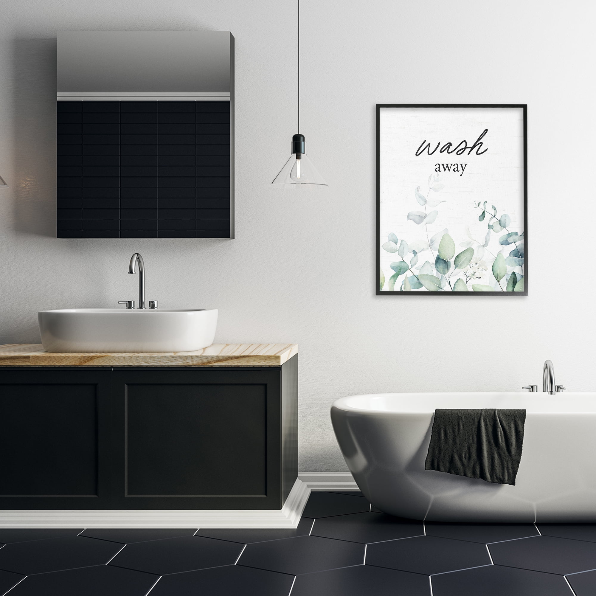 Wash Away Eucalyptus Black Framed Giclee Art, design by Lettered and Lined