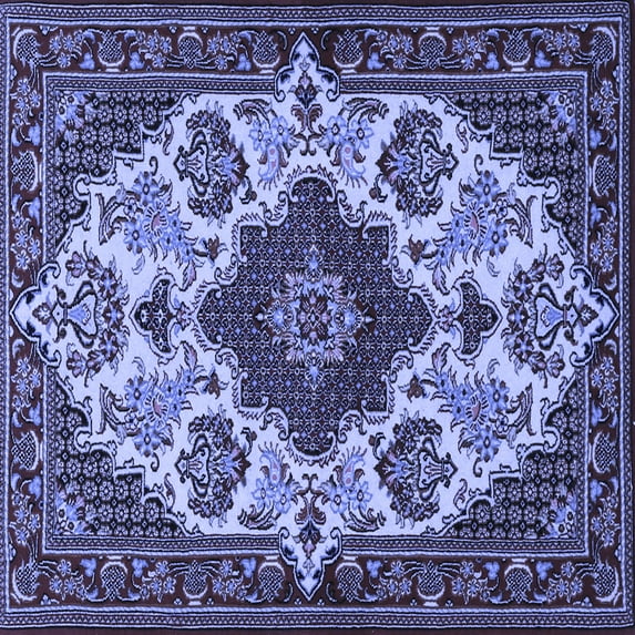 Ahgly Company Indoor Square Medallion Blue Traditional Area Rugs, 5' Square