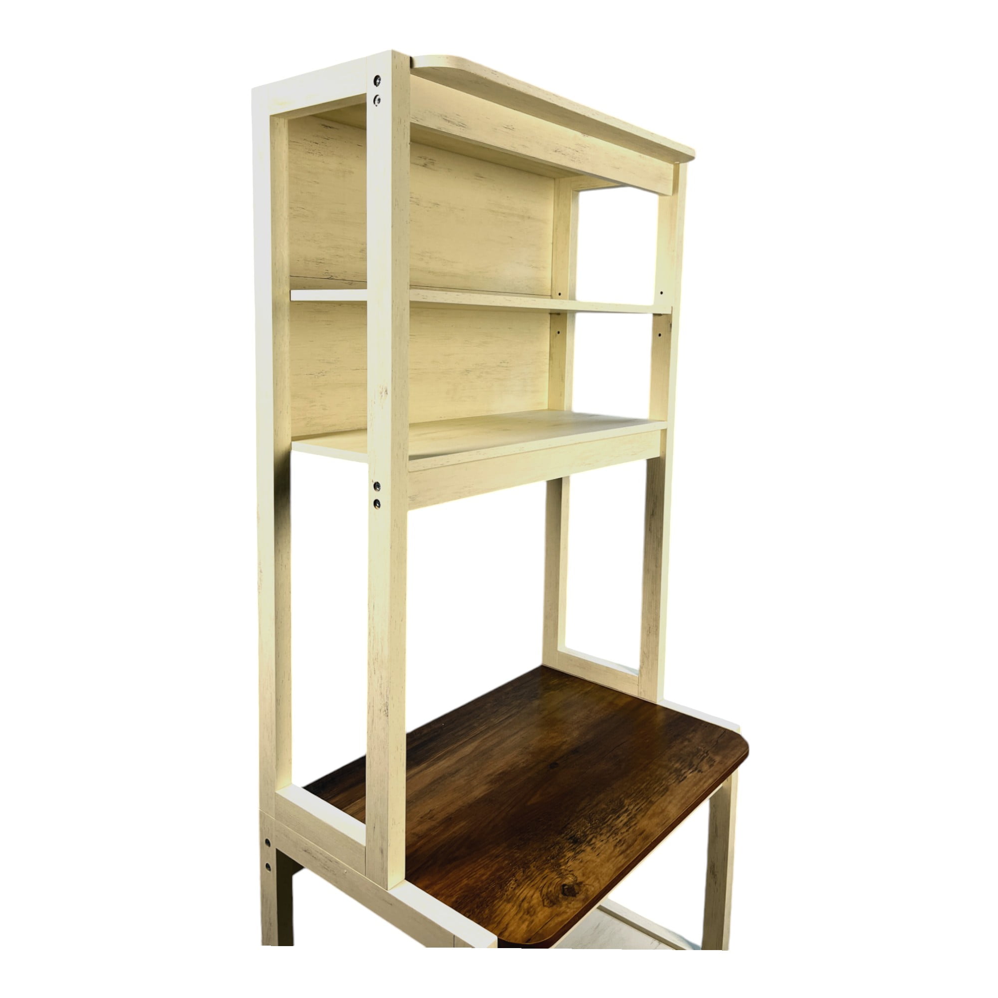 5-Tier Bakers Rack, Kitchen Storage Shelf and Microwave Stand with Coffee Bar, Particle Board Organizer for Pantry, 23.62 Inch, Brown and White