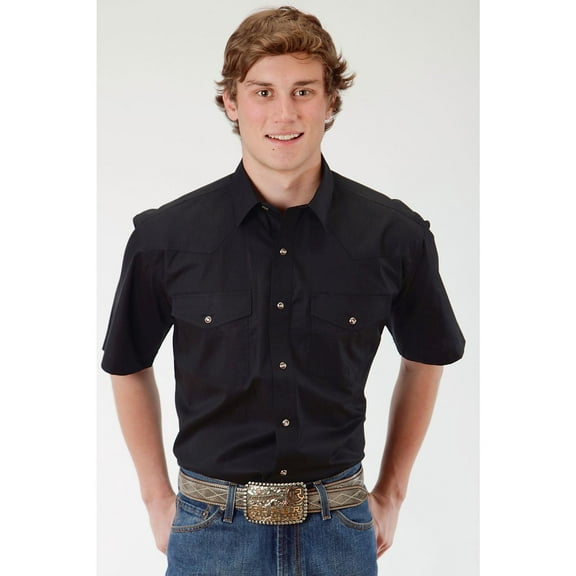 Men's Solid Short Sleeve Western Snap Shirt - 03-002-0265-1017 Bl