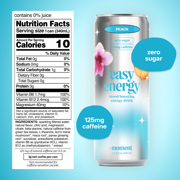 Moment Easy Energy Drink (Peach) – Zero Added Sugar Sparkling Energy Drinks with Natural Caffeine, Magnesium, B Vitamins & Lion’s Mane – L-Theanine & Adaptogens for Mood, Focus & Clarity – 12 Pack