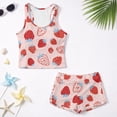thumbnail image 5 of COEQINE 2 Piece Girls Swimsuit Tankini with Removable Pads for Ages 12-13 Years Old Rash Guard Bathing Suits Soft Comfortable Tankini Set for Pool Beach Wear, Red Strawberry, 5 of 8