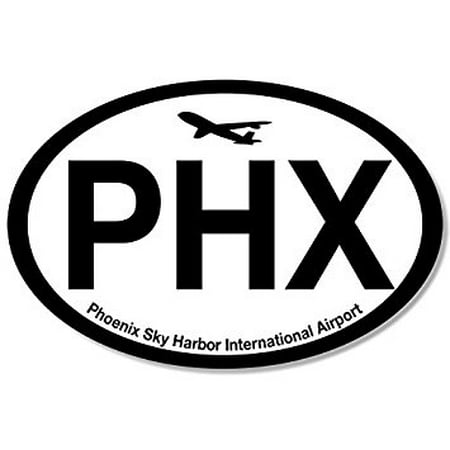 Oval PHX Phoenix Airport Code Sticker Decal (jet fly air hub pilot az) 3 x 5