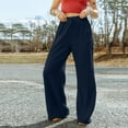thumbnail image 6 of Women Pants High Waist Wide Leg Pants Drawstring Elastic Trousers Comfy Straight Leg Long Pants With Pockets, 6 of 8