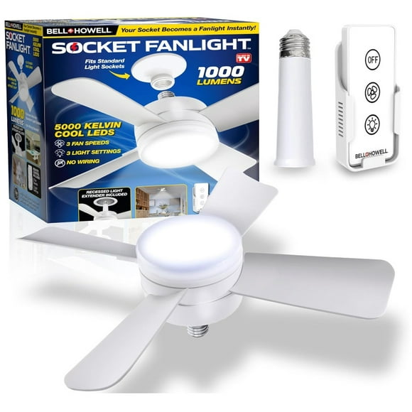 Foco Ventilador de Soquet para Techo Socket Fanlight con Luz LED y Control Remoto