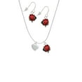 thumbnail image 2 of Delight Jewelry Silvertone Small 2-D Puffy Heart Red Lucky Ladybug Necklace and Dangle Earrings Set, 2 of 6