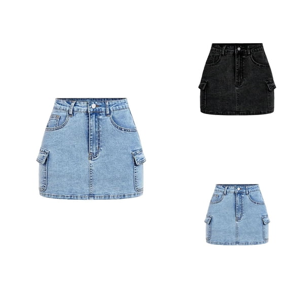 Teenage Girl Workwear With Pocket Flared Jeans Skirt Suitable For 13 16 Years Old.