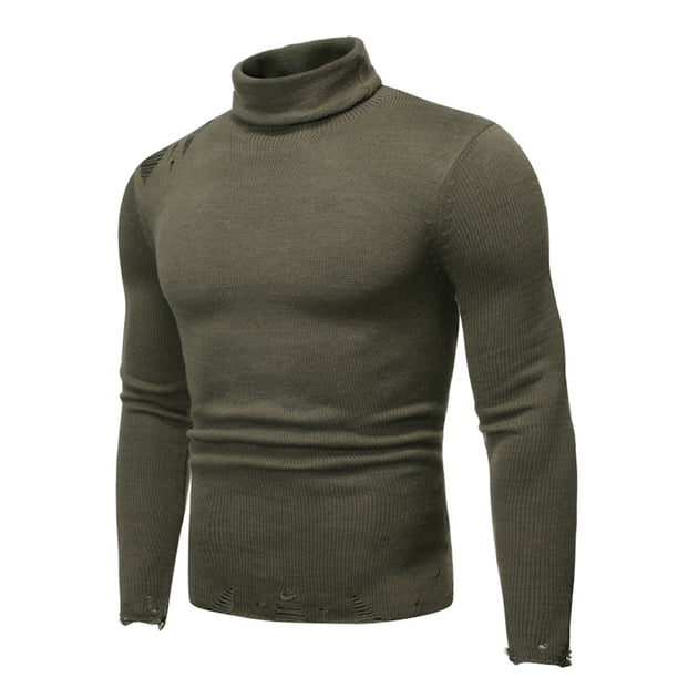 Suéter de Cuello Alto de Primavera Otoño Para Hombres Slim Fit Manga Larga Cuello Redondo Blanco Slim Pullover Odeerbi ODB-4