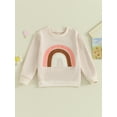 thumbnail image 2 of Kids Girl Boy Casual Sweatshirts Long Sleeve Rainbow Print Pullovers, 2 of 9