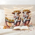thumbnail image 3 of Funny Cow Fall Outdoor Waterproof Pillow Covers, Thanksgiving Pumpkin Bathtub Orange Striped Decorative Square Throw Pillowcase Sofa Cushion Sham for Patio/Couch/Chair, 26"x26" 2 Pack, 3 of 8