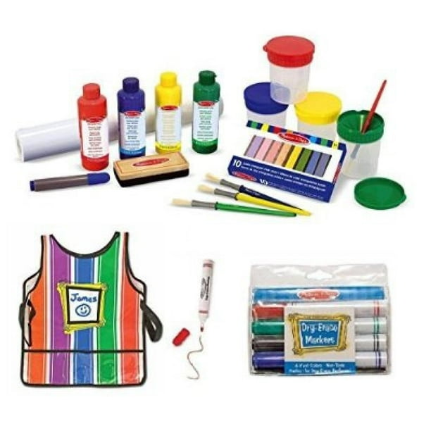 Melissa & Doug Easel Accessory Set, Smock and Dry Erase Markers - Walmart.com - Walmart.com