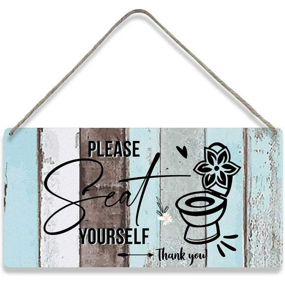 Country Style Bathroom Wall Decor Please Seat Yourself Wooden Signs Funny Rustic Hanging Wall Plaque Sign Home Toilet Decor Present 10x5 Inch