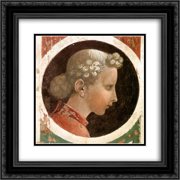 Paolo Uccello 2x Matted 20x20 Black Ornate Framed Art Print 'Roundel with Head'